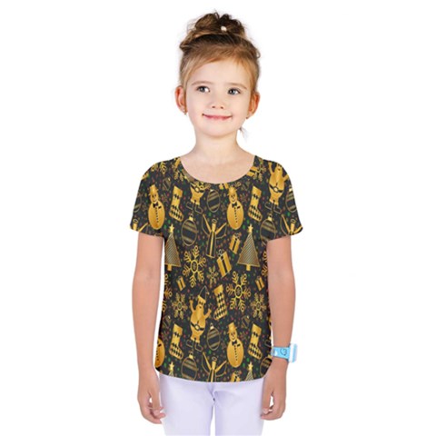 Christmas Gold Kids  One Piece Tee by nateshop