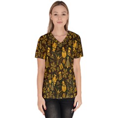 Christmas Gold Women s V-neck Scrub Top by nateshop