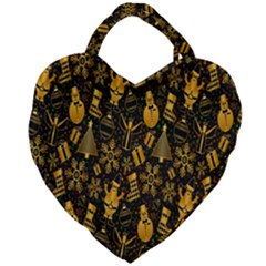 Christmas Gold Giant Heart Shaped Tote by nateshop