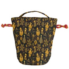 Christmas Gold Drawstring Bucket Bag by nateshop