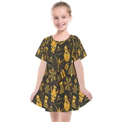 Christmas Gold Kids  Smock Dress by nateshop