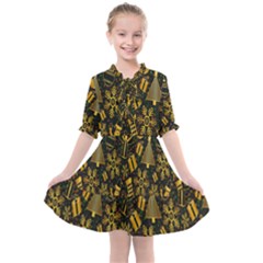 Christmas Gold Kids  All Frills Chiffon Dress by nateshop