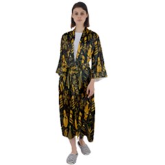 Christmas Gold Maxi Satin Kimono by nateshop