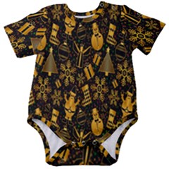 Christmas Gold Baby Short Sleeve Onesie Bodysuit by nateshop