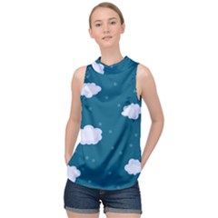 Clouds High Neck Satin Top by nateshop