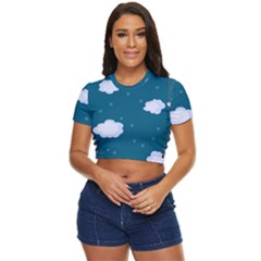 Clouds Side Button Cropped Tee by nateshop