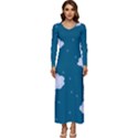 Clouds Long Sleeve Velour Longline Maxi Dress View1