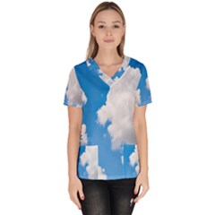 Cloudy Women s V-neck Scrub Top by nateshop