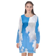 Cloudy Long Sleeve Chiffon Shift Dress  by nateshop