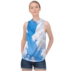 Cloudy High Neck Satin Top by nateshop