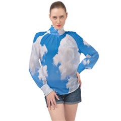 Cloudy High Neck Long Sleeve Chiffon Top by nateshop