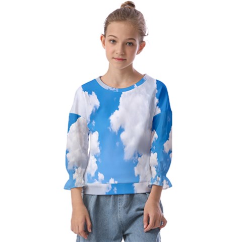 Cloudy Kids  Cuff Sleeve Top by nateshop