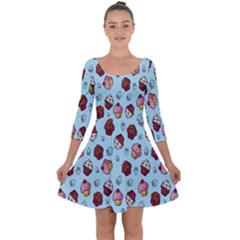 Cupcake Quarter Sleeve Skater Dress by nateshop