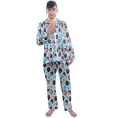 Cupcake Men s Long Sleeve Satin Pajamas Set by nateshop