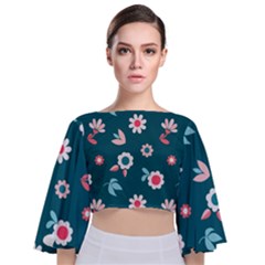 Cute Tie Back Butterfly Sleeve Chiffon Top by nateshop