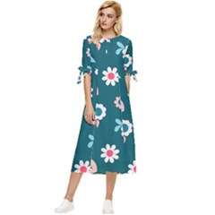 Cute Bow Sleeve Chiffon Midi Dress by nateshop