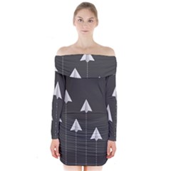 Difference Long Sleeve Off Shoulder Dress by nateshop