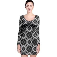 Digital Long Sleeve Velvet Bodycon Dress by nateshop