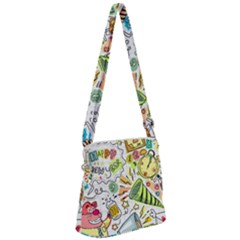 Doodle Zipper Messenger Bag by nateshop