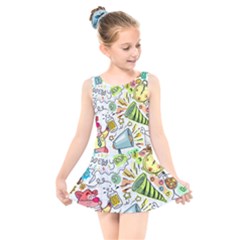 Doodle Kids  Skater Dress Swimsuit by nateshop