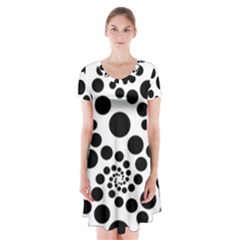 Dot Short Sleeve V-neck Flare Dress by nateshop