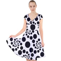 Dot Cap Sleeve Front Wrap Midi Dress by nateshop