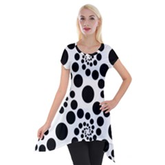 Dot Short Sleeve Side Drop Tunic by nateshop