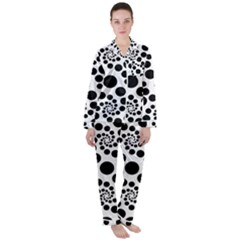 Dot Satin Long Sleeve Pajamas Set by nateshop