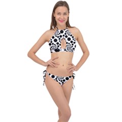 Dot Cross Front Halter Bikini Set