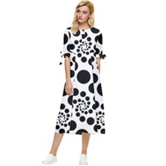 Dot Bow Sleeve Chiffon Midi Dress by nateshop