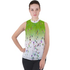 Effect Mock Neck Chiffon Sleeveless Top by nateshop