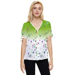 Effect Bow Sleeve Button Up Top by nateshop