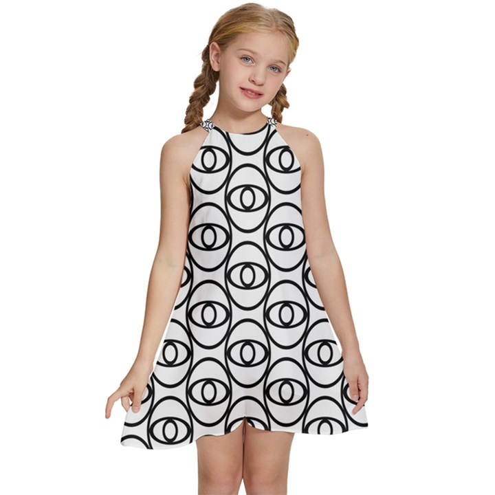 Ellipse Kids  Halter Collar Waist Tie Chiffon Dress