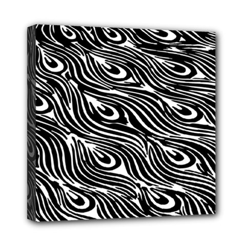 Animal-peacock,white Black Mini Canvas 8  X 8  (stretched) by nateshop