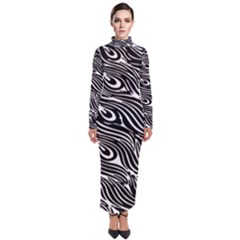 Animal-peacock,white Black Turtleneck Maxi Dress by nateshop