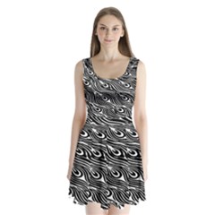 Animal-peacock,white Black Split Back Mini Dress  by nateshop