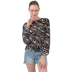 Animal-peacock,white Black Banded Bottom Chiffon Top by nateshop