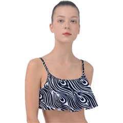 Animal-peacock,white Black Frill Bikini Top by nateshop