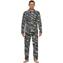 Animal-peacock,white Black Men s Long Sleeve Velvet Pocket Pajamas Set