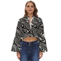 Animal-peacock,white Black Boho Long Bell Sleeve Top View1