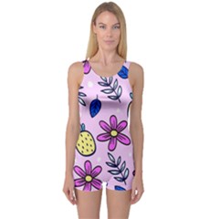 Flowers Purple One Piece Boyleg Swimsuit by nateshop