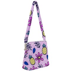 Flowers Purple Zipper Messenger Bag by nateshop