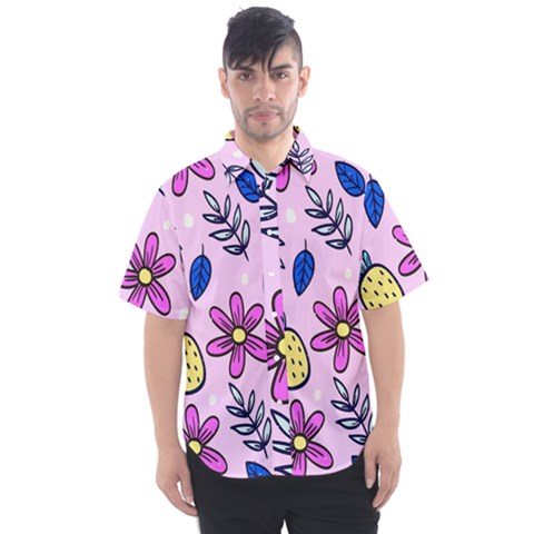 Flowers Purple Men s Short Sleeve Shirt by nateshop