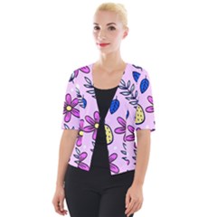 Flowers Purple Cropped Button Cardigan by nateshop