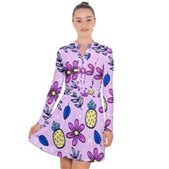 Flowers Purple Long Sleeve Panel Dress by nateshop