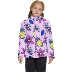 Flowers Purple Kids  Puffer Bubble Jacket Coat by nateshop