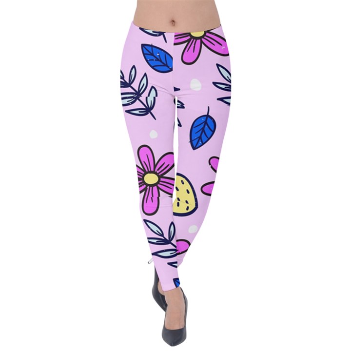 Flowers purple Velvet Leggings