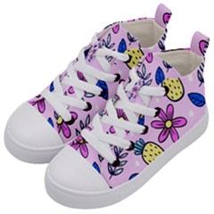 Flowers Purple Kids  Mid-top Canvas Sneakers by nateshop