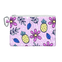 Flowers Purple Canvas Cosmetic Bag (large) by nateshop