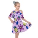 Flowers purple Kids  Shoulder Cutout Chiffon Dress View1